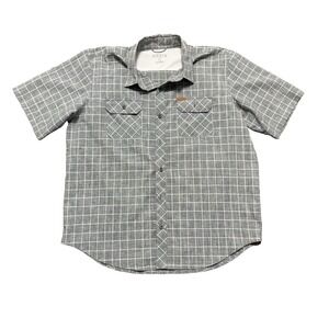 Orvis Classic Collection Shirt Gray Plaid Button Up Short Sleeve Men's Size XL